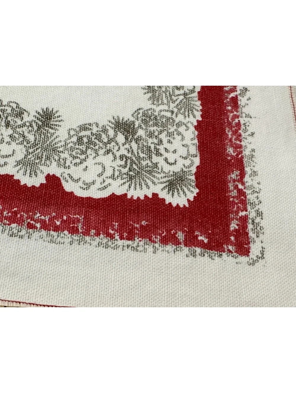 Vintage Christmas Table Runner Wreath Candle Holly Bows Linen? Cotton? 16